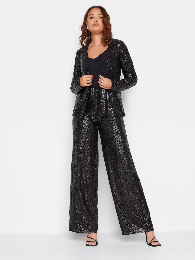 Long Tall Sally Black Sequin Wide Leg Trousers - Image 3 of 3
