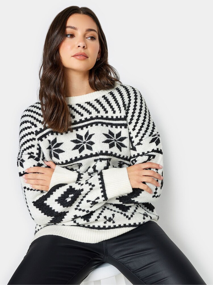 Long Tall Sally Cream Snowflake Fairisle Jumper - Image 4 of 4