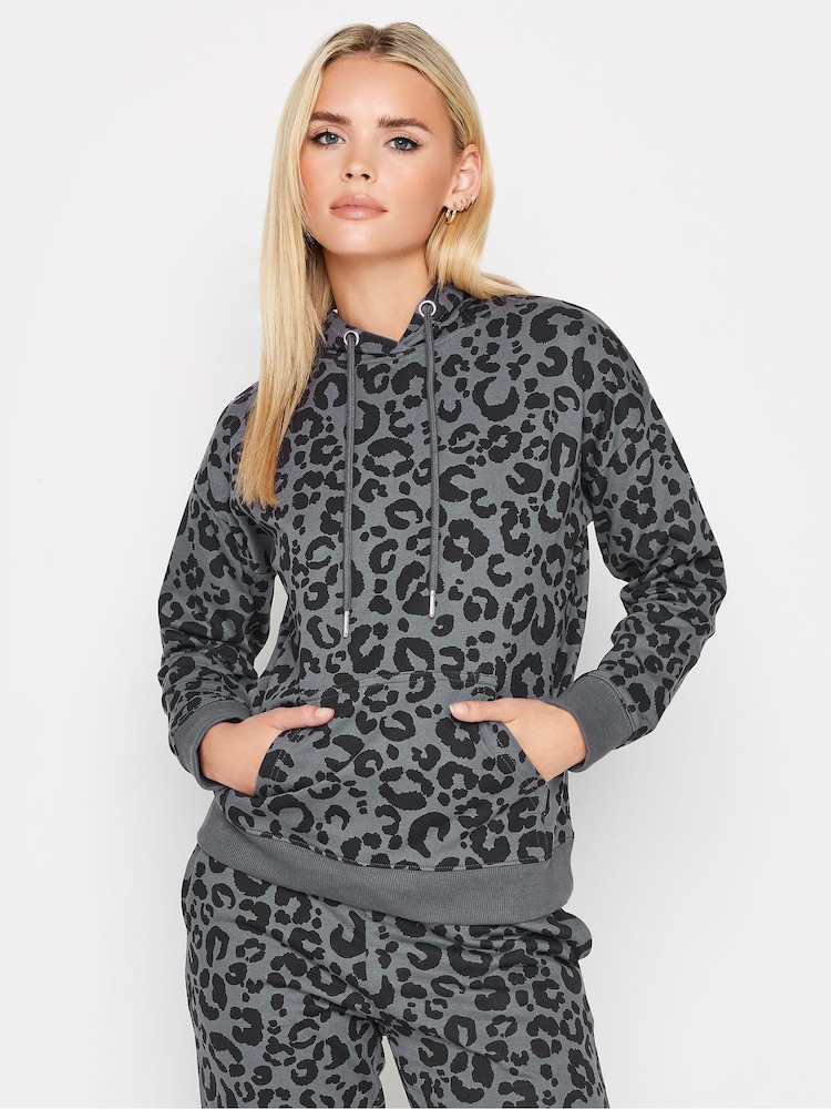 PixieGirl Petite Grey Leopard Print Hoodie - Image 1 of 4