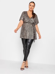 Yours Curve Gold London Sequin Wrap Top - Image 3 of 4