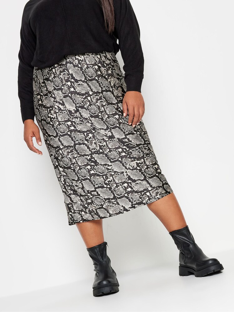 Yours Curve Grey London Bias Cut Skirt - Image 1 of 4