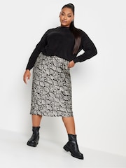 Yours Curve Grey London Bias Cut Skirt - Image 3 of 4