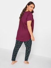 Yours Curve Red 100% Cotton Bed I Love You Snoopy Tapered Pyjamas Set - Image 2 of 4