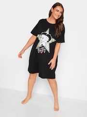 Yours Curve Black 100% Cotton Winking Betty Boop Sleeptee Nightie - Image 2 of 4