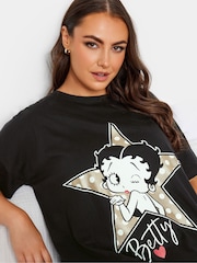 Yours Curve Black 100% Cotton Winking Betty Boop Sleeptee Nightie - Image 4 of 4
