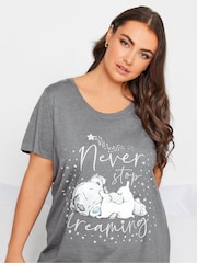 Yours Curve Grey Never Stop Dreaming Tatty Teddy Dippedback Nightdress - Image 3 of 4