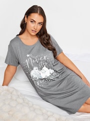Yours Curve Grey Never Stop Dreaming Tatty Teddy Dippedback Nightdress - Image 4 of 4