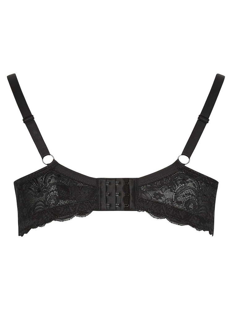 Yours Curve Black Felicity Leaf Flock Padded T-Shirt Bra - Image 6 of 6