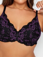 Yours Curve Purple Contrast Lace Padded Bra - Image 4 of 6