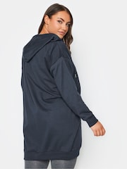 Yours Curve Blue Longline Zip Through Hoodie - Image 2 of 4
