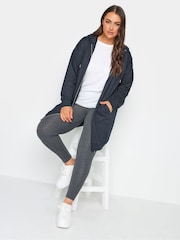 Yours Curve Blue Longline Zip Through Hoodie - Image 3 of 4