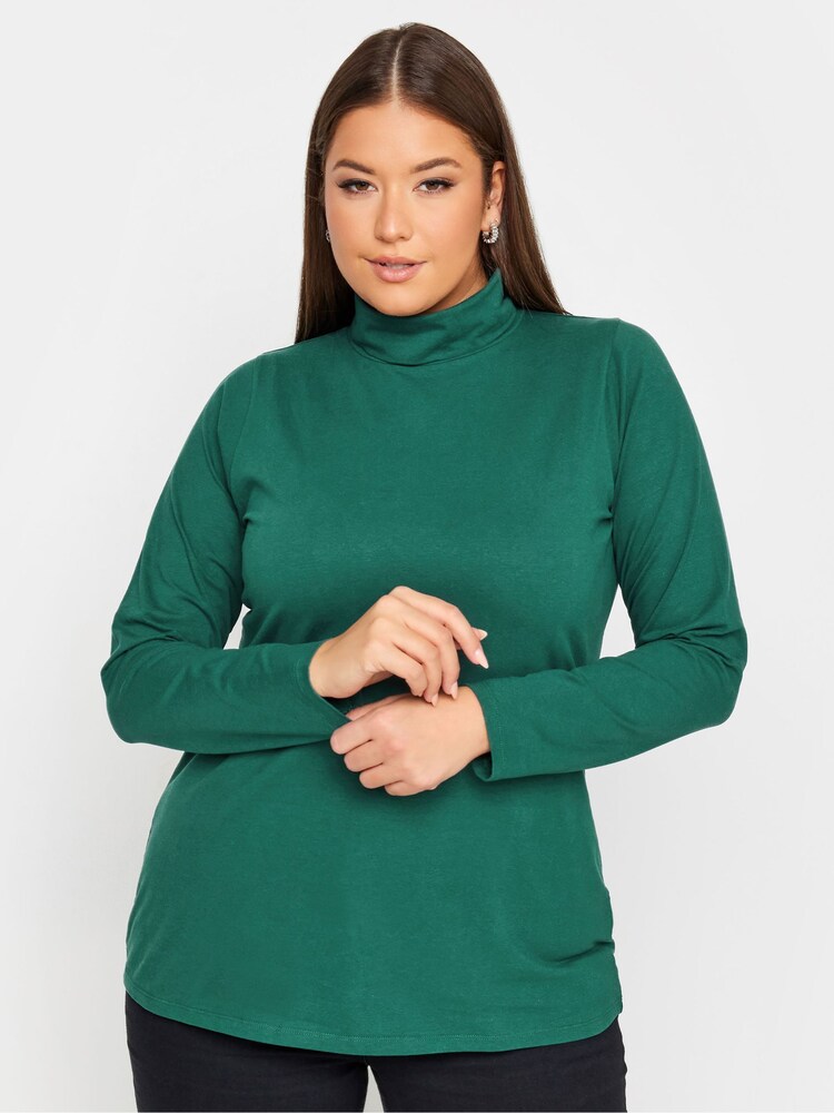 Yours Curve Green Longsleeve Turtle Neck Tops 2 Packs - Image 2 of 5
