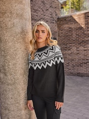 PixieGirl Petite Black Fairisle Jumper - Image 1 of 5
