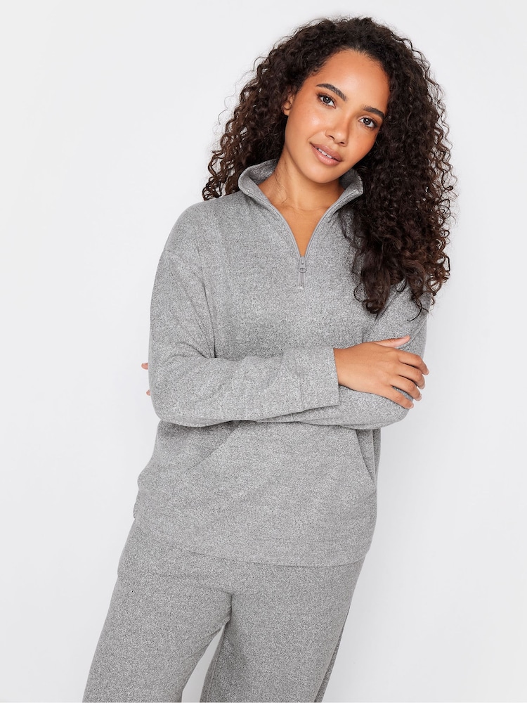 M&Co Grey Soft Touch Zip Top - Image 1 of 5