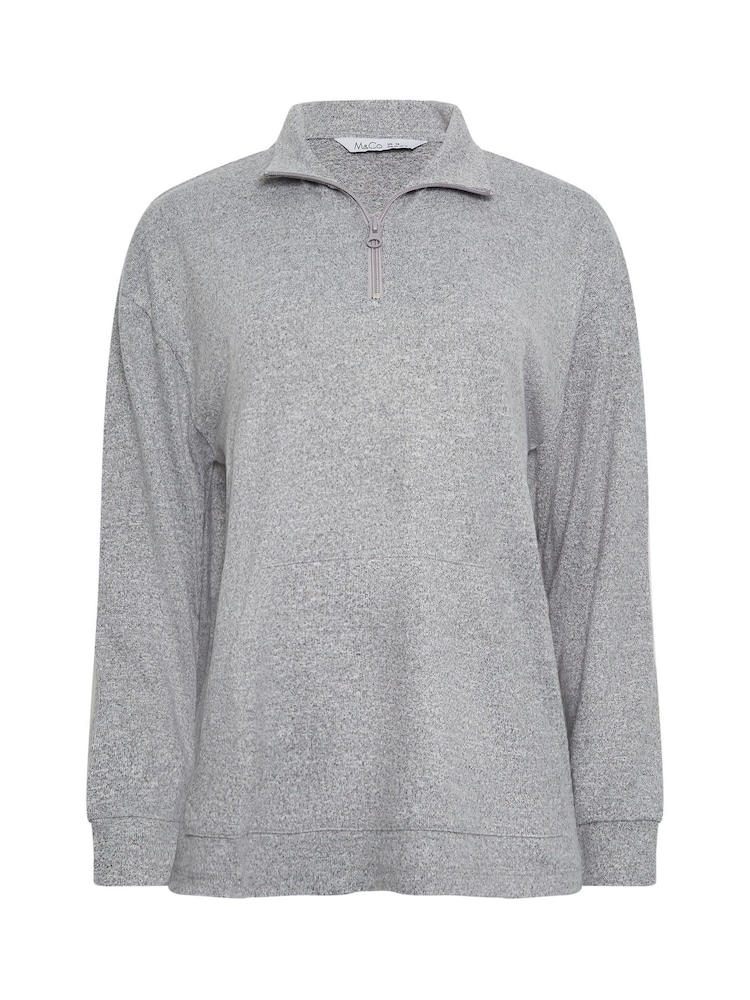M&Co Grey Soft Touch Zip Top - Image 5 of 5