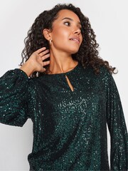 M&Co Green Sequin Keyhole Bellow Sleeve Blouse - Image 5 of 5