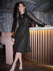 Long Tall Sally Black Sequin Keyhole Dress - Image 1 of 5