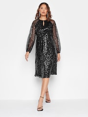 Long Tall Sally Black Sequin Keyhole Dress - Image 2 of 5