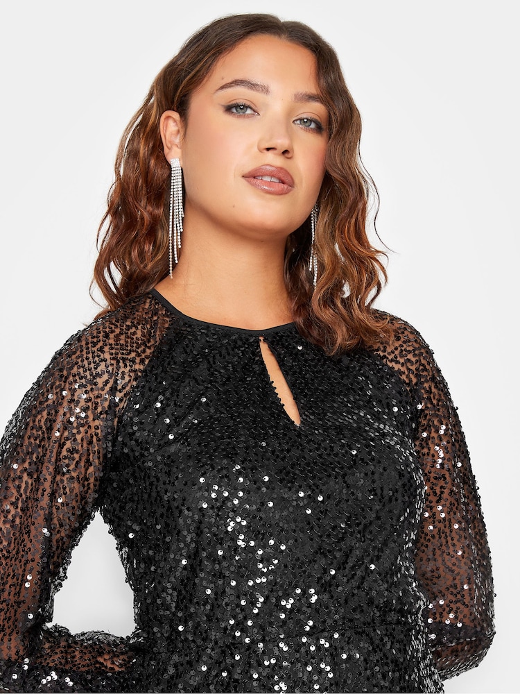 Long Tall Sally Black Sequin Keyhole Dress - Image 5 of 5 Long Tall Sally Black Sequin Keyhole Dress - Image 5 of 5