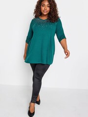 Yours Curve Blue Stud Swing Top - Image 3 of 4