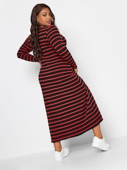 Yours Curve Black Long Sleeve Ribbed Swing Stripe Dress - Image 2 of 4