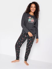 M&Co Grey Pugs In Blankets Long Sleeve Cuffed Pyjama Set - Image 3 of 5