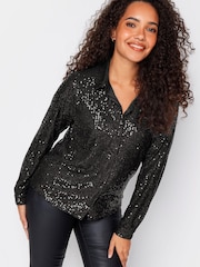 M&Co Black Sequin Shirt - Image 1 of 4