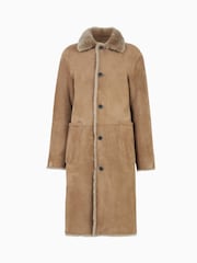 AllSaints Brown 100% Cotton Serra Shearling Coat - Image 11 of 11