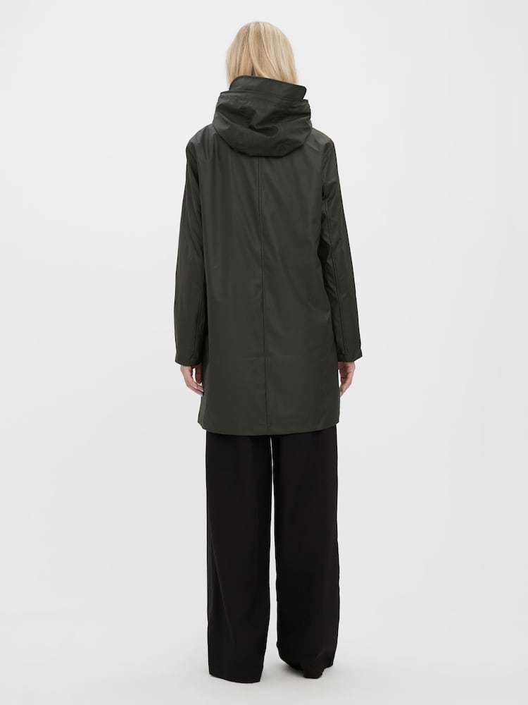 VERO MODA Green Teddy Borg Lined Rain Coat - Image 2 of 5