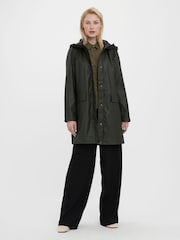 VERO MODA Green Teddy Borg Lined Rain Coat - Image 3 of 5