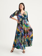 Scarlett & Jo Black Multi Print Verity Maxi Gown - Image 1 of 4
