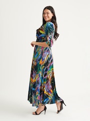 Scarlett & Jo Black Multi Print Verity Maxi Gown - Image 3 of 4