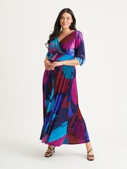 Scarlett & Jo Purple & Blue Multi Print Verity Maxi Gown - Image 1 of 4