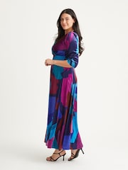 Scarlett & Jo Purple & Blue Multi Print Verity Maxi Gown - Image 3 of 4
