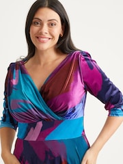 Scarlett & Jo Purple & Blue Multi Print Verity Maxi Gown - Image 4 of 4