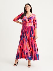 Scarlett & Jo Pink & Purple Multi Print Verity Maxi Gown - Image 1 of 4