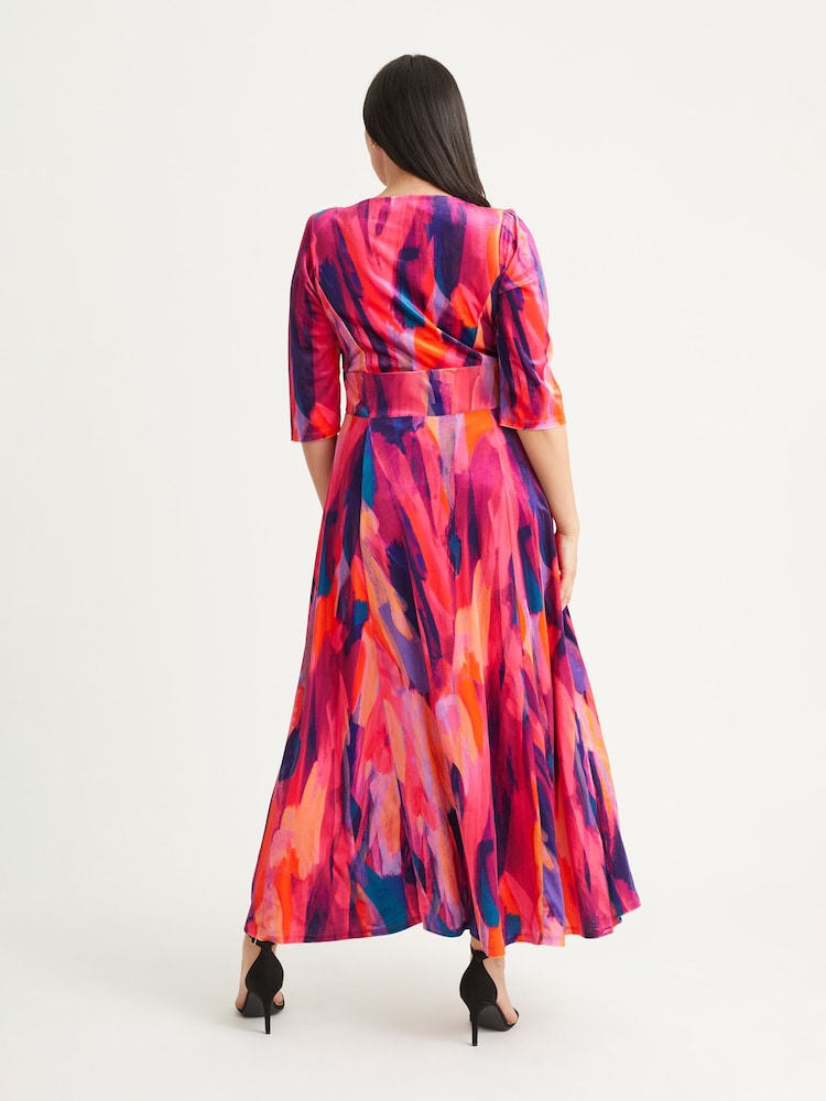 Scarlett & Jo Pink & Purple Multi Print Verity Maxi Gown - Image 2 of 4