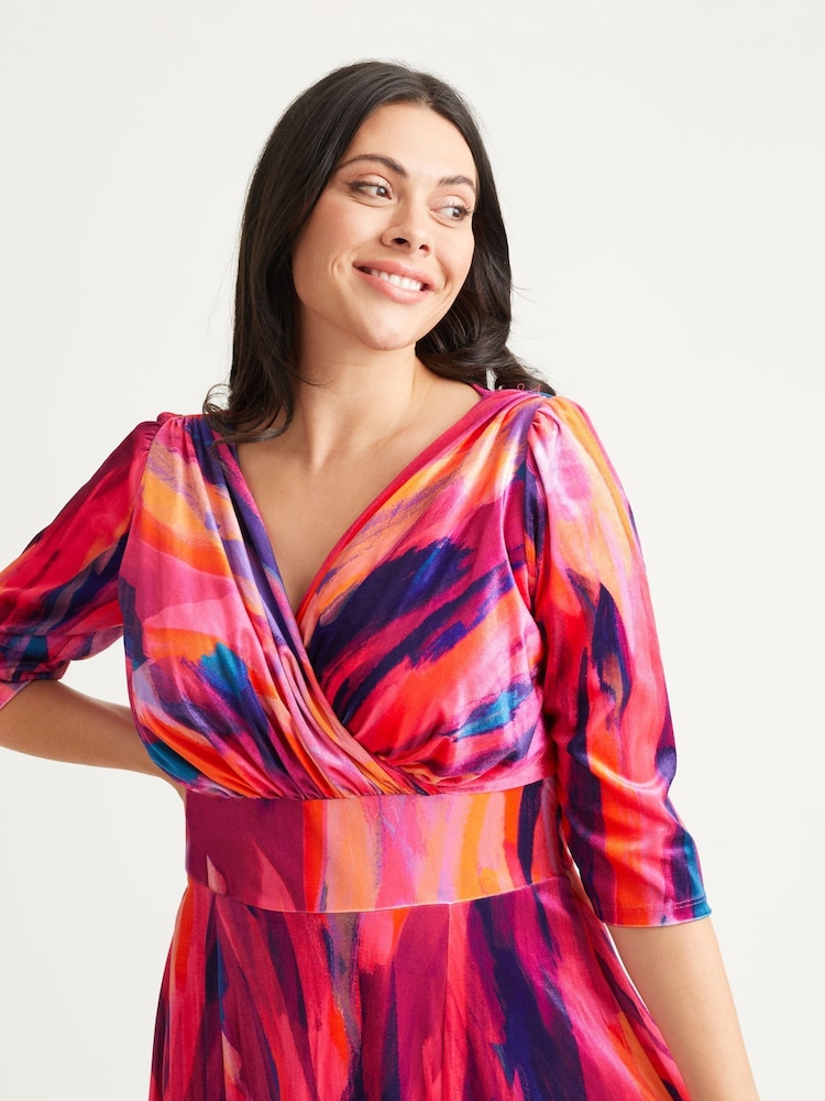 Scarlett & Jo Pink & Purple Multi Print Verity Maxi Gown - Image 4 of 4