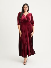 Scarlett & Jo Burgundy Red Verity Velvet Maxi Gown - Image 1 of 4