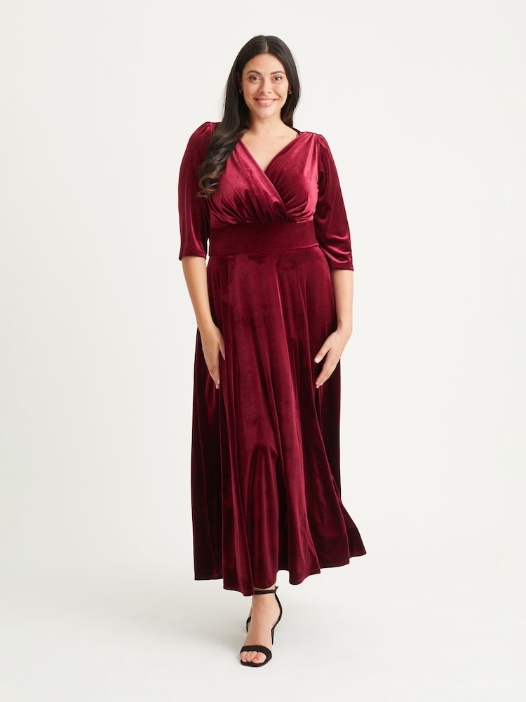Scarlett & Jo Burgundy Red Verity Velvet Maxi Gown - Image 1 of 4