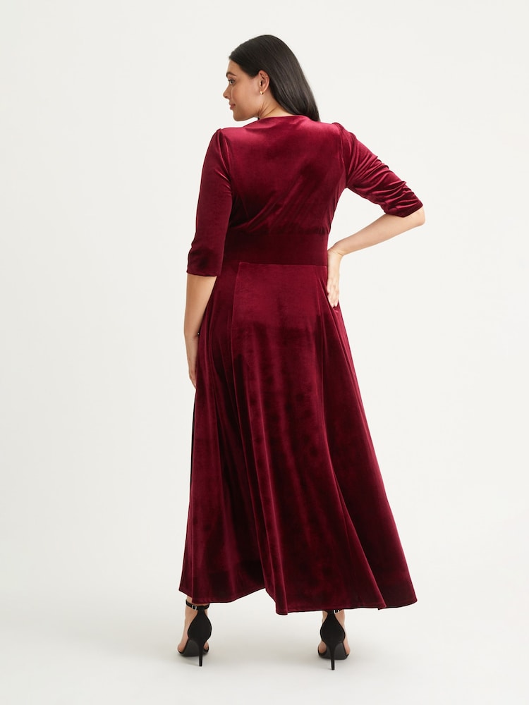 Scarlett & Jo Burgundy Red Verity Velvet Maxi Gown - Image 2 of 4