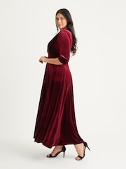Scarlett & Jo Burgundy Red Verity Velvet Maxi Gown - Image 3 of 4