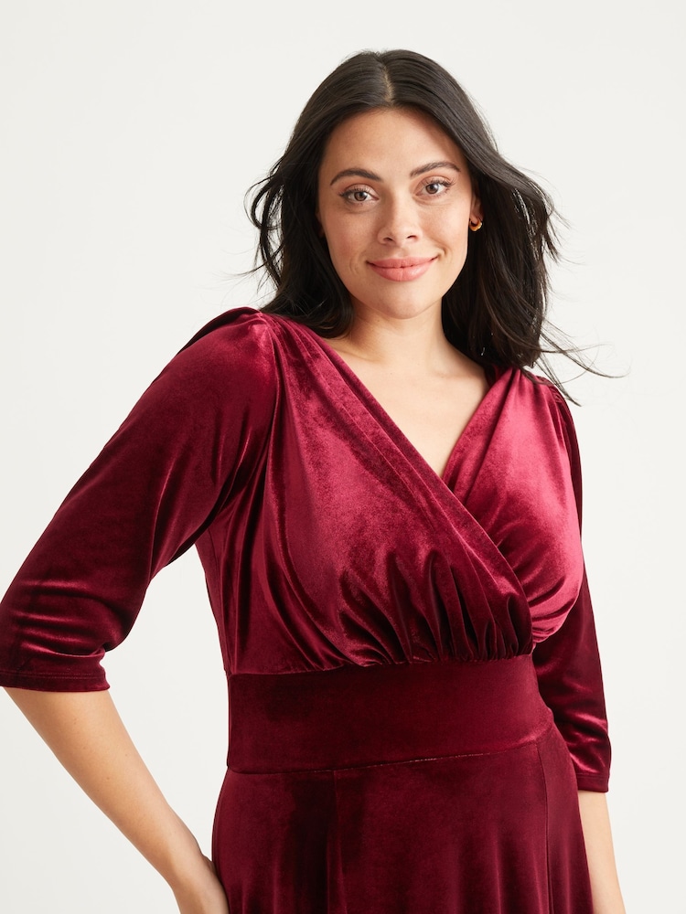 Scarlett & Jo Burgundy Red Verity Velvet Maxi Gown - Image 4 of 4