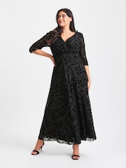 Scarlett & Jo Black Verity Flock Maxi Gown - Image 1 of 5