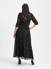 Scarlett & Jo Black Verity Flock Maxi Gown - Image 2 of 5