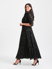 Scarlett & Jo Black Verity Flock Maxi Gown - Image 3 of 5