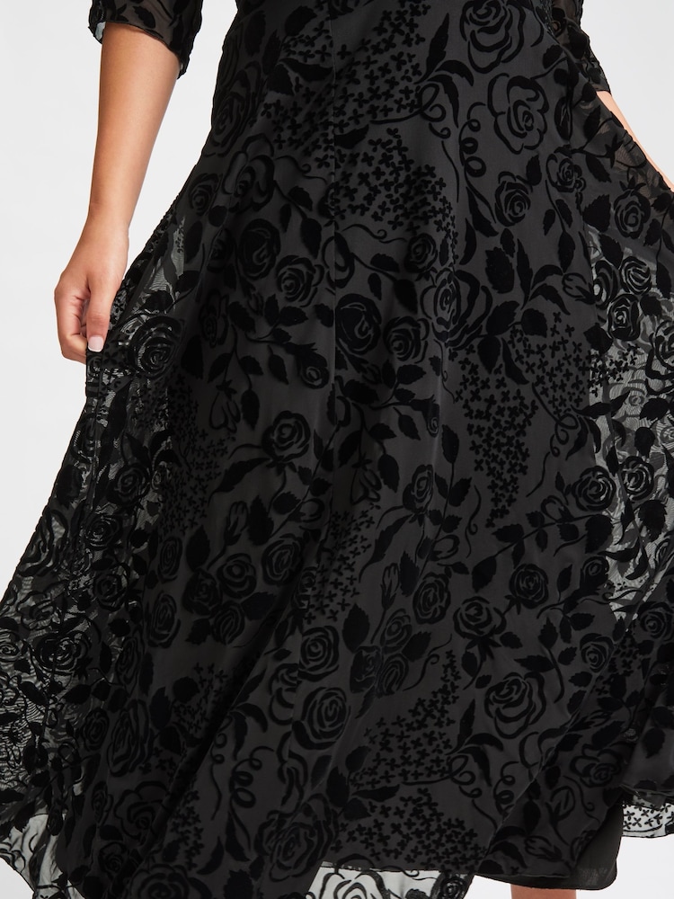 Scarlett & Jo Black Verity Flock Maxi Gown - Image 5 of 5