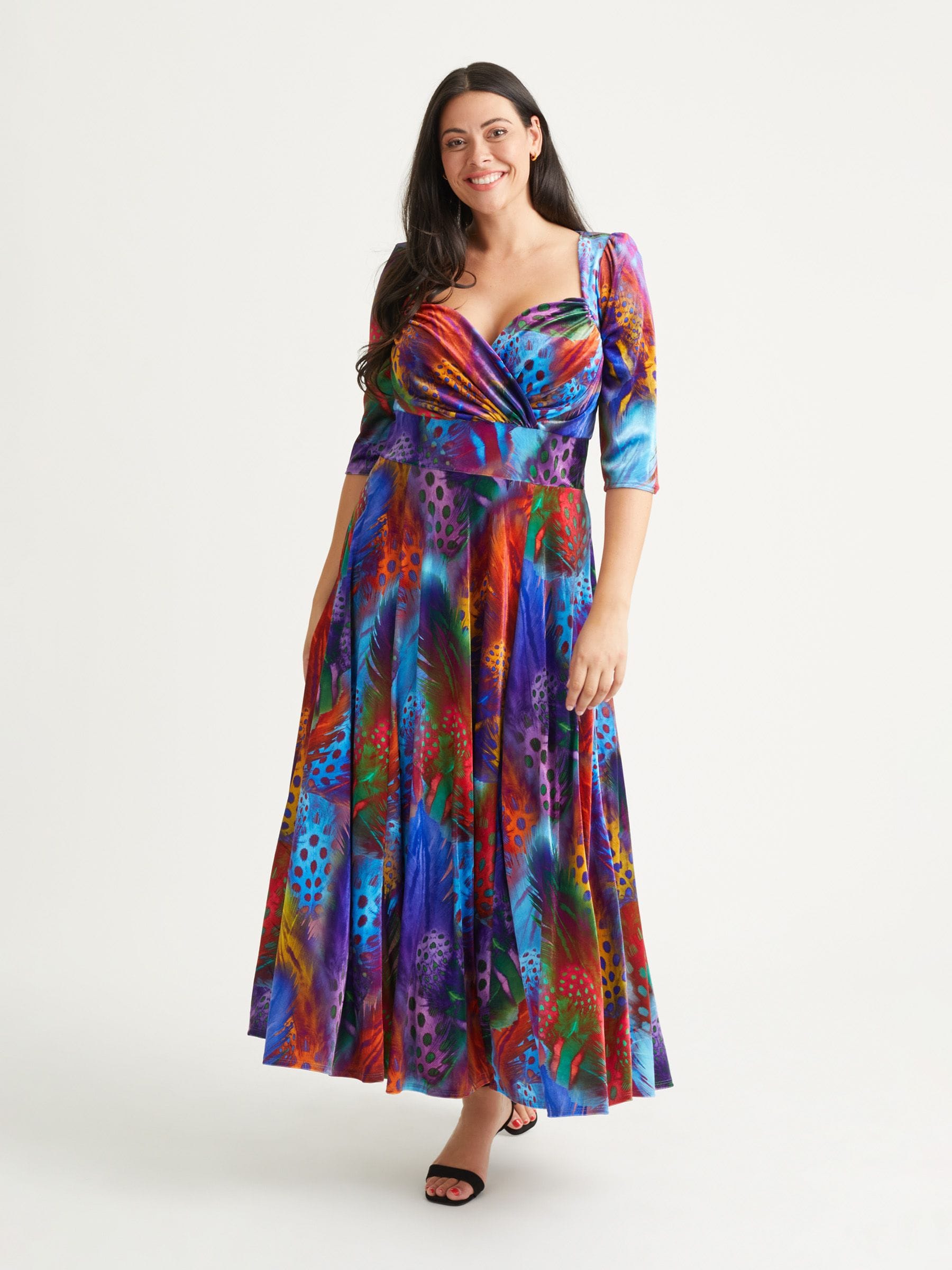 Buy Scarlett & Jo Blue & Red Multi Peacock Print Elizabeth Buy Scarlett & Jo Blue & Red Multi Peacock Print Elizabeth