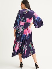 Scarlett & Jo Purple Velvet Kimono Hanky Hem Dress - Image 2 of 4