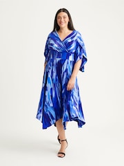 Scarlett & Jo Blue Velvet Kimono Hanky Hem Dress - Image 1 of 4